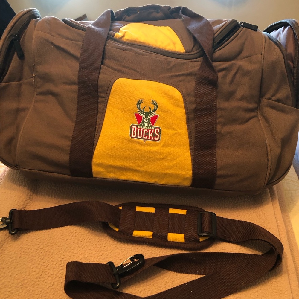 Milwaukee Bucks Brown and Yellow Duffel Bag
